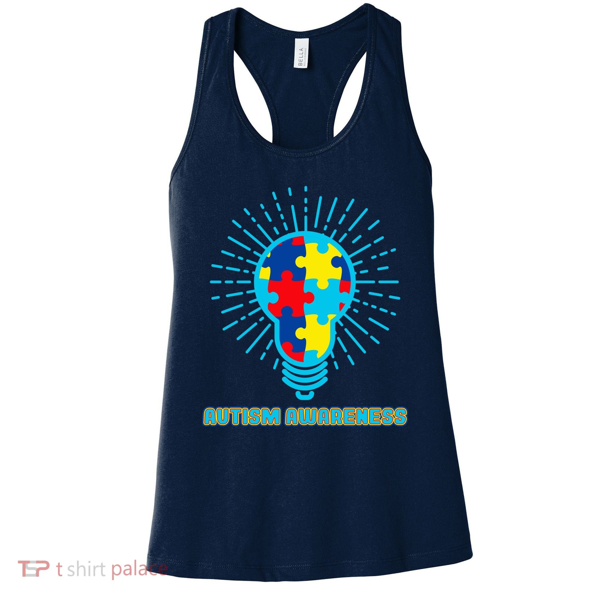 Autism Awareness Puzzle Light Bulb Women's Tank Top
