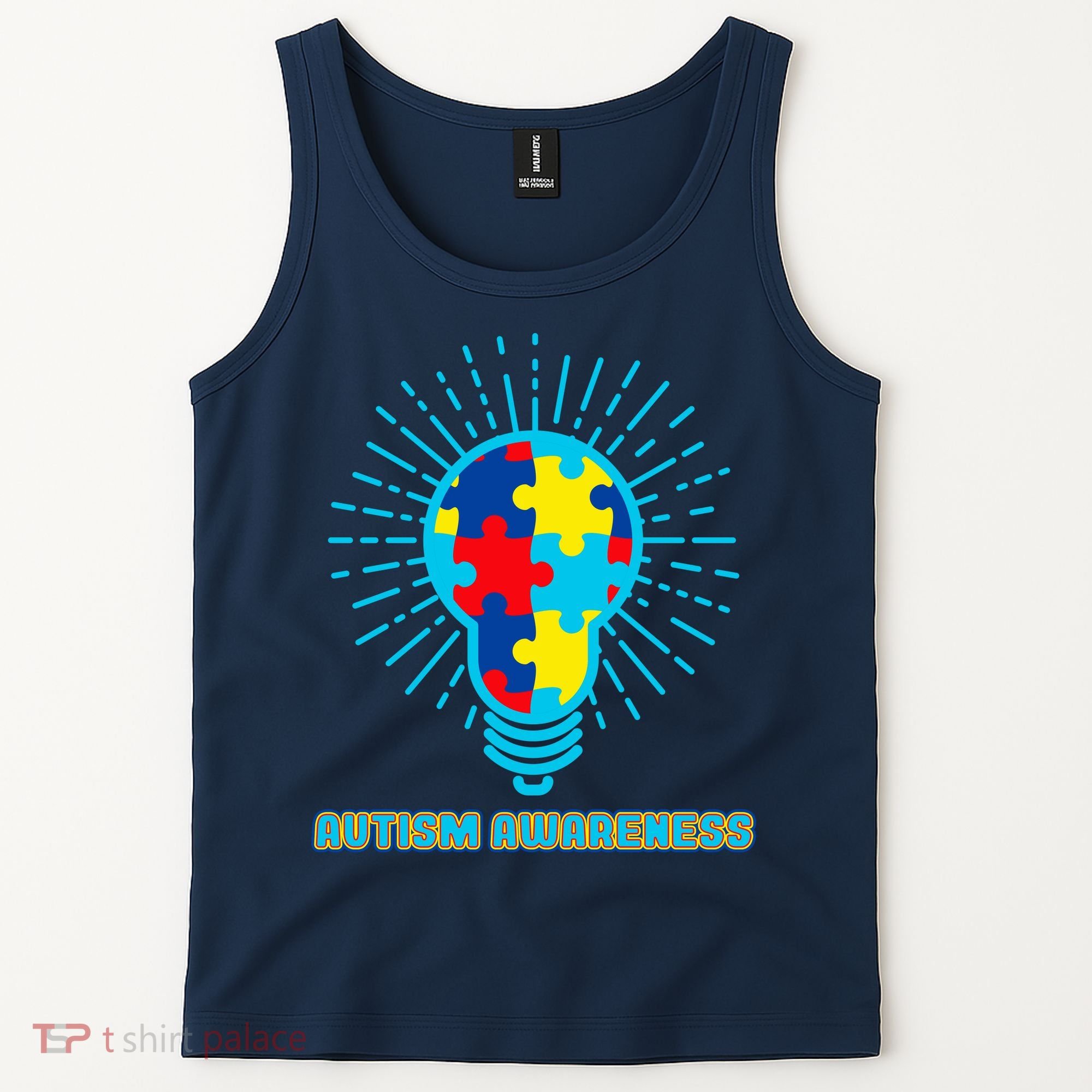 Autism Awareness Puzzle Light Bulb Tank Top