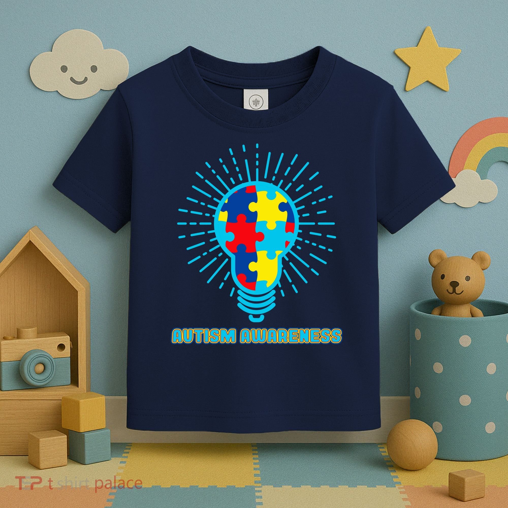 Autism Awareness Puzzle Light Bulb Toddler T-Shirt