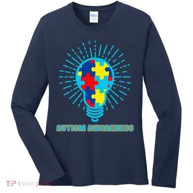 Autism Awareness Puzzle Light Bulb Women's Long Sleeve Shirt