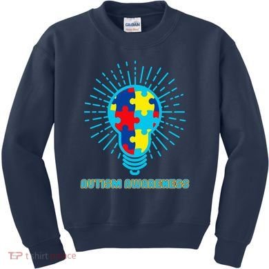 Autism Awareness Puzzle Light Bulb Kids Sweatshirt