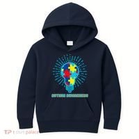 Autism Awareness Puzzle Light Bulb Kids Hoodie thumb 0