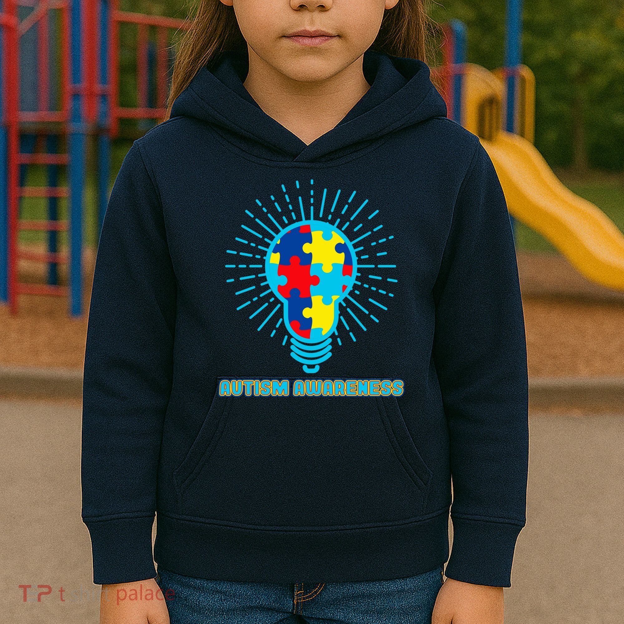 Autism Awareness Puzzle Light Bulb Kids Hoodie