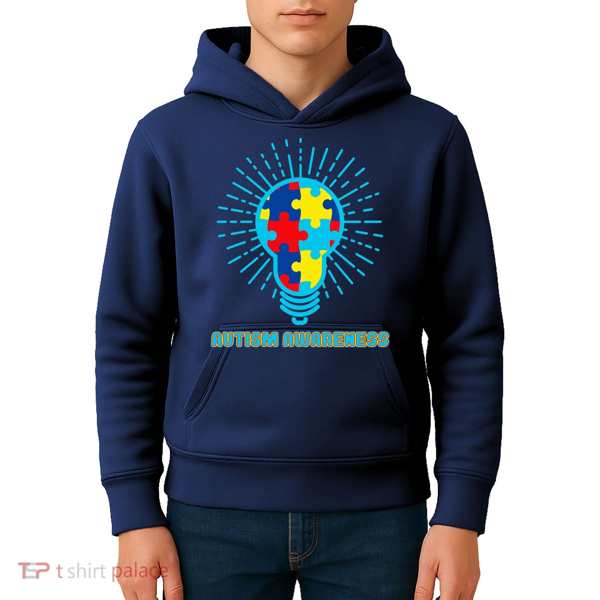 Autism Awareness Puzzle Light Bulb Kids Hoodie