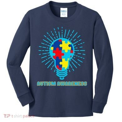Autism Awareness Puzzle Light Bulb Kids Long Sleeve Shirt