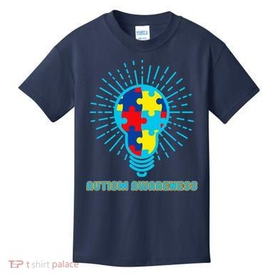 Autism Awareness Puzzle Light Bulb Kids T-Shirt