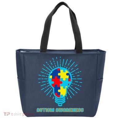 Autism Awareness Puzzle Light Bulb Tote Bag