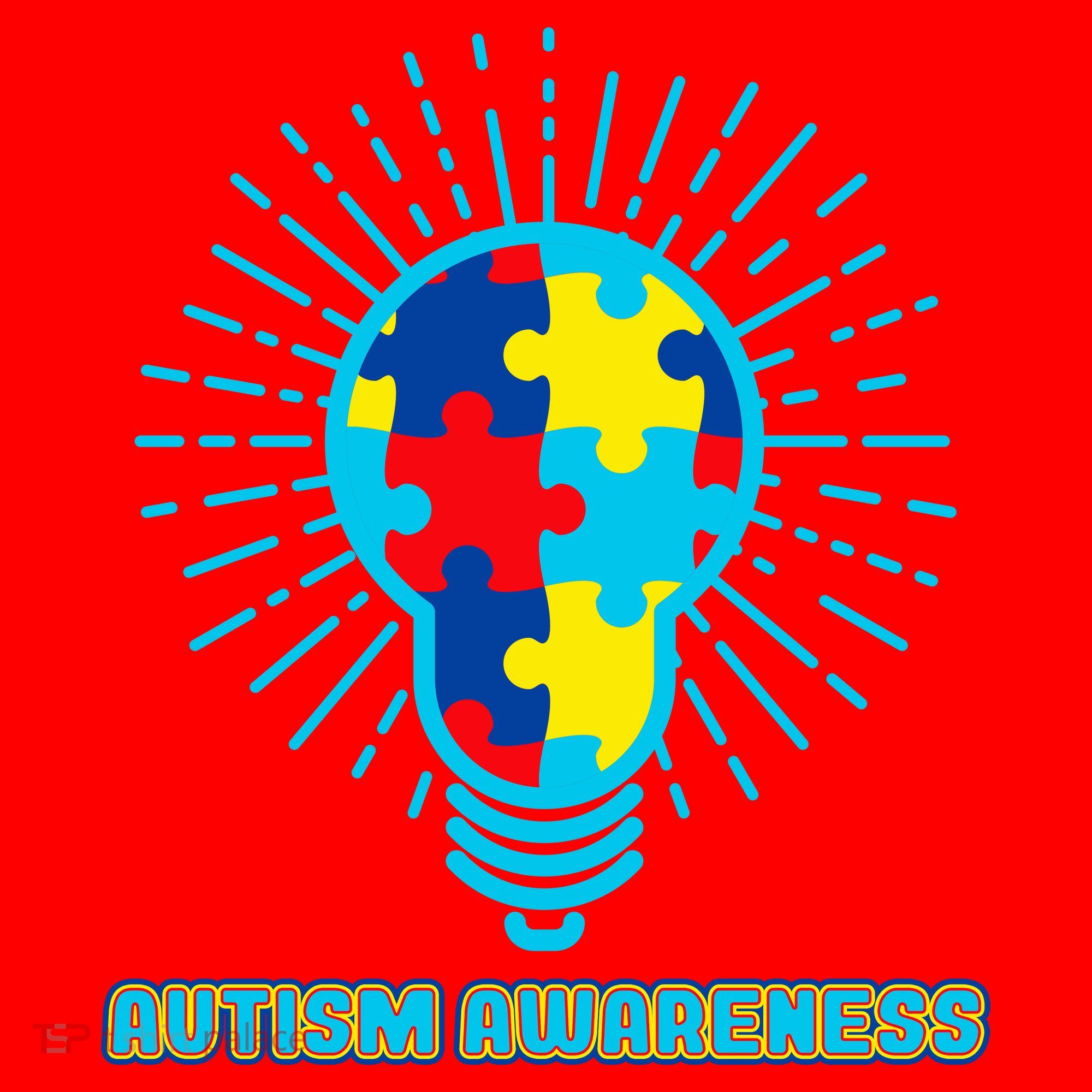 Autism Awareness Puzzle Light Bulb Santa Hat