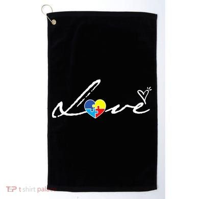 Autism Awareness Puzzle Piece Heart Golf Towel