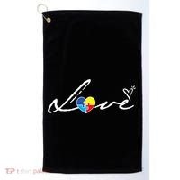 Autism Awareness Puzzle Piece Heart Golf Towel thumb 0