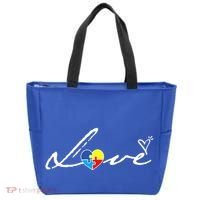 Autism Awareness Puzzle Piece Heart Tote Bag thumb 0