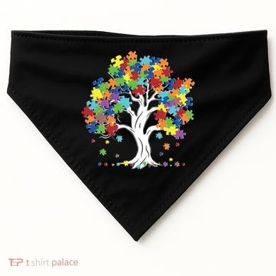 Autism Awareness Puzzle Piece Tree USA-Made Doggie Bandana