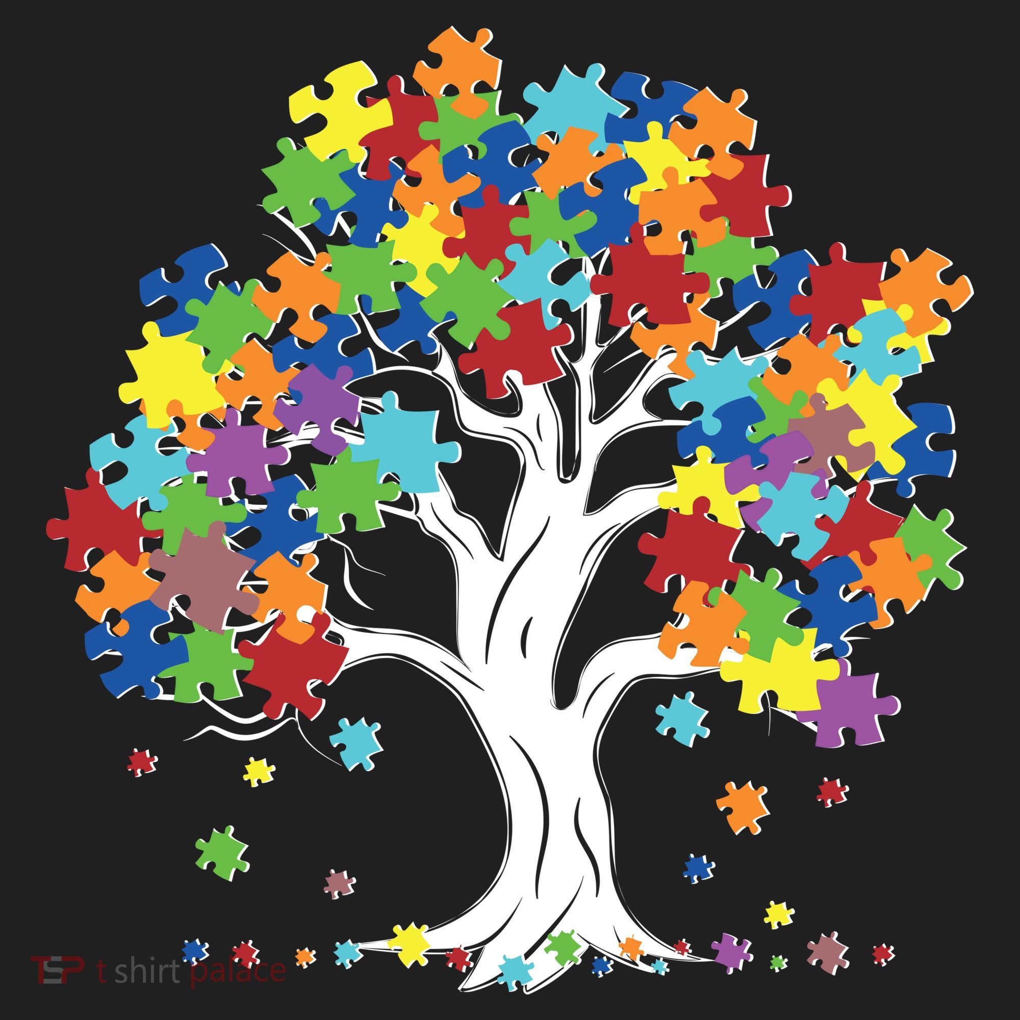Autism Awareness Puzzle Piece Tree Beanie