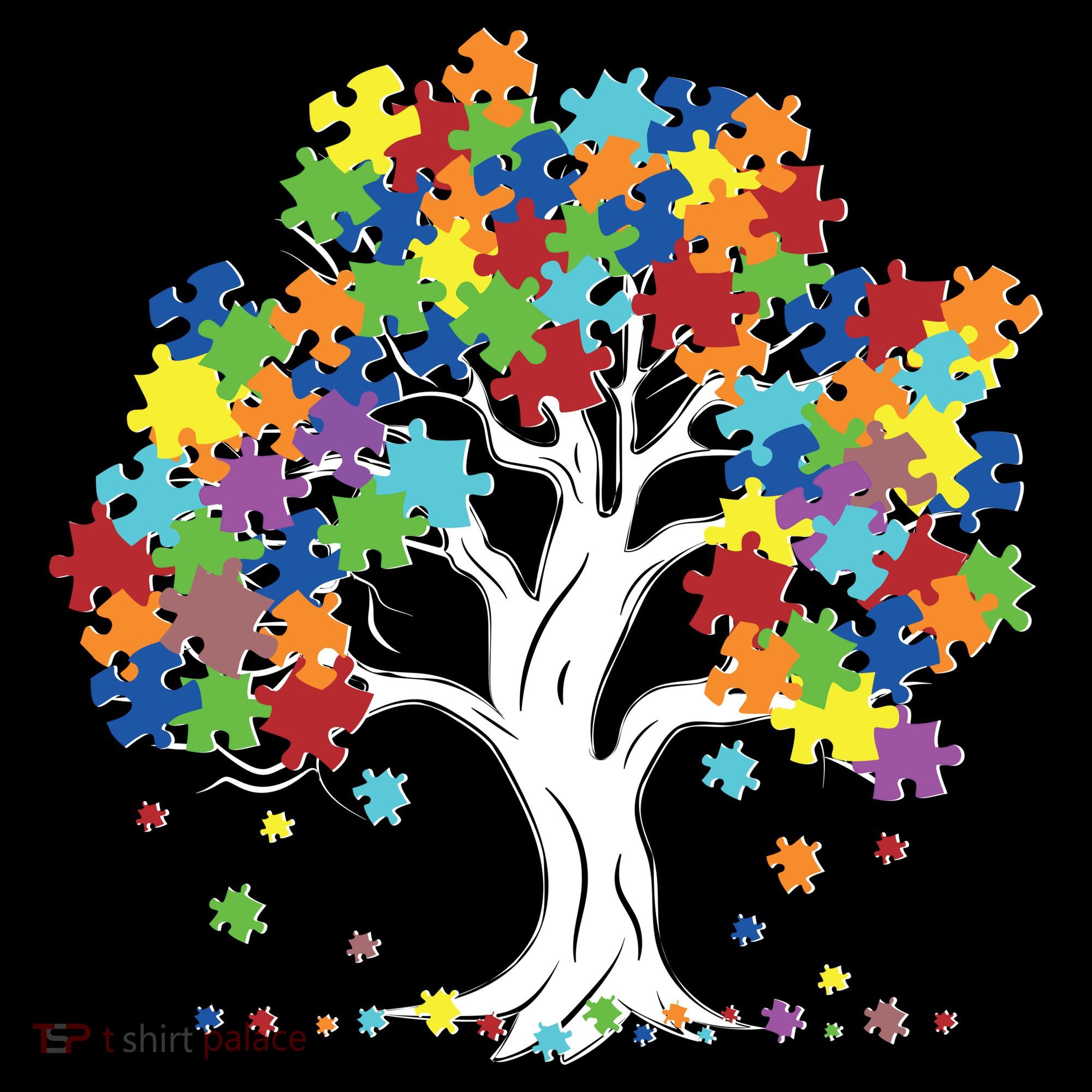 Autism Awareness Puzzle Piece Tree Pajama Set