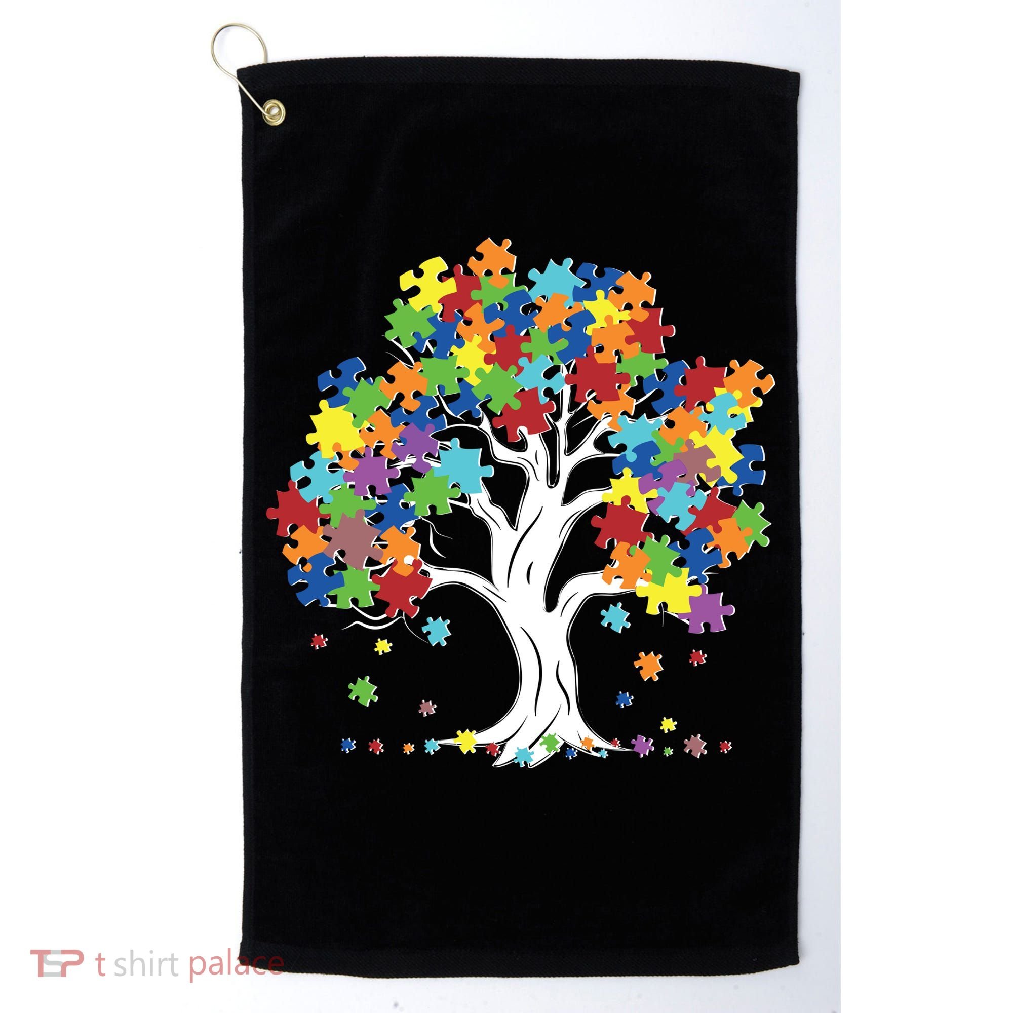 Autism Awareness Puzzle Piece Tree Golf Towel