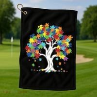 Autism Awareness Puzzle Piece Tree Golf Towel thumb 1