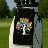 Autism Awareness Puzzle Piece Tree Golf Towel thumb 2