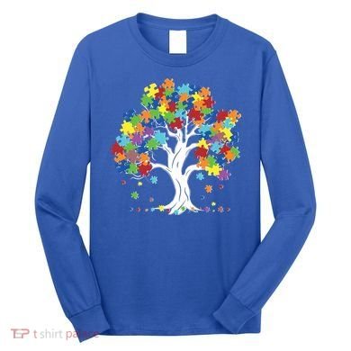 Autism Awareness Puzzle Piece Tree Long Sleeve Shirt