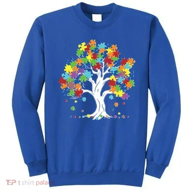 Autism Awareness Puzzle Piece Tree Sweatshirt
