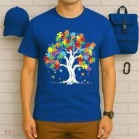 Autism Awareness Puzzle Piece Tree T-Shirt thumb 6