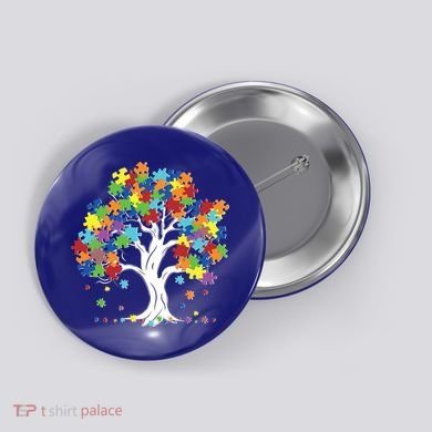 Autism Awareness Puzzle Piece Tree Button
