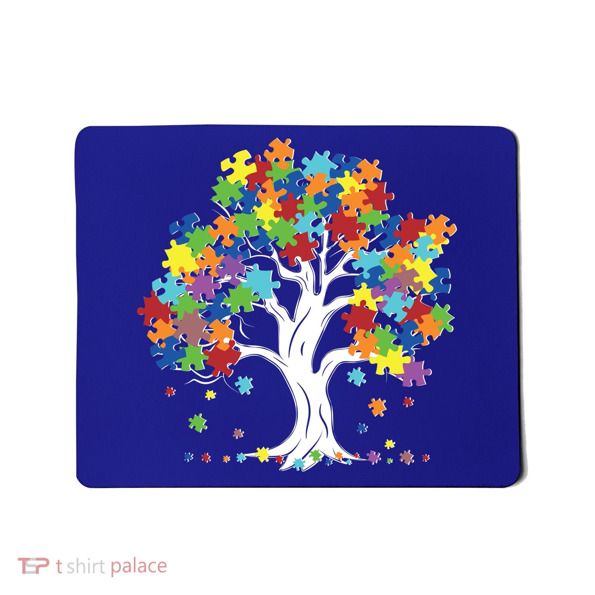 Autism Awareness Puzzle Piece Tree Mousepad