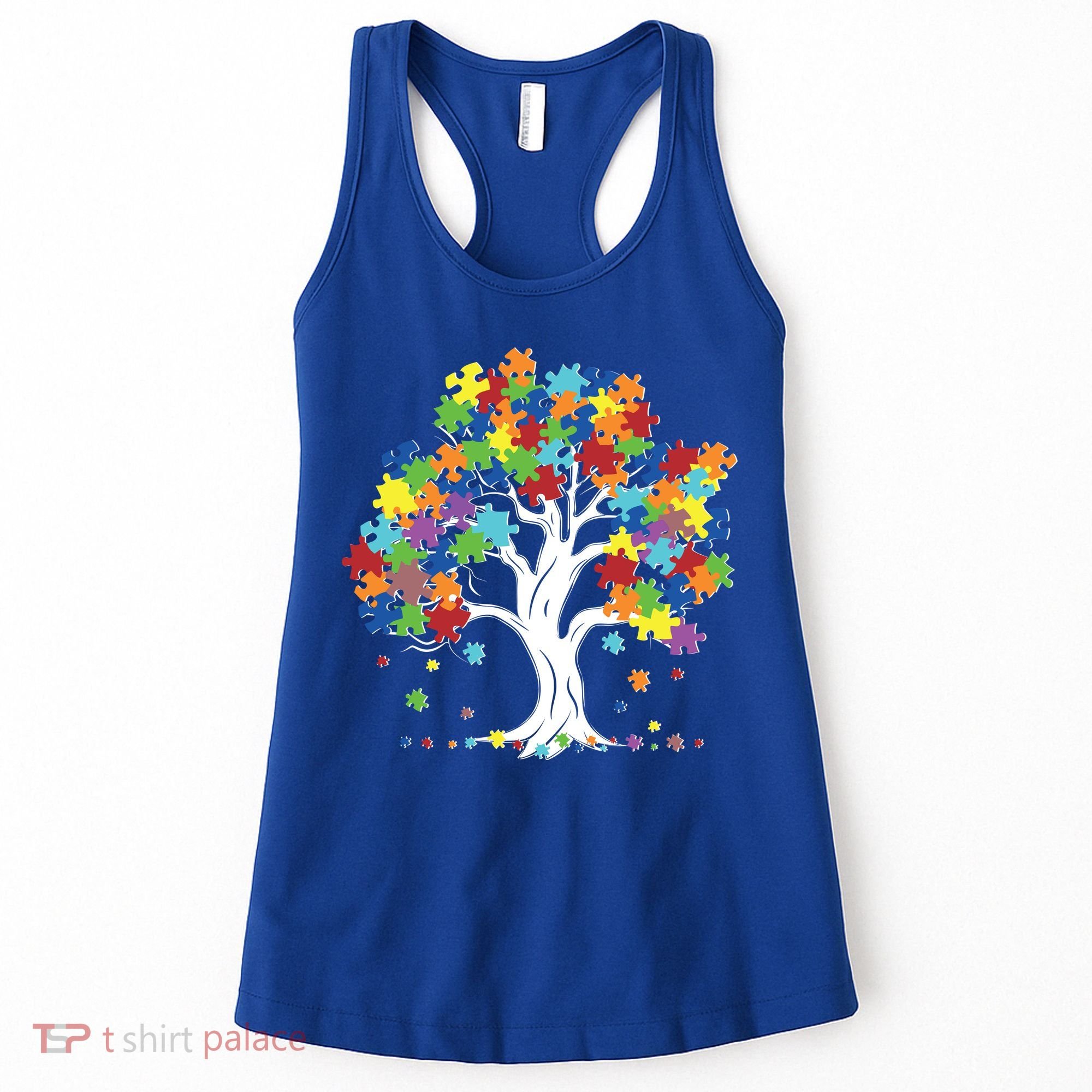 Autism Awareness Puzzle Piece Tree Women's Tank Top