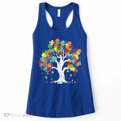 Autism Awareness Puzzle Piece Tree Women's Tank Top