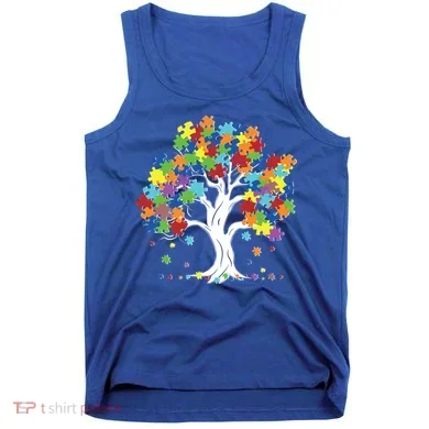 Autism Awareness Puzzle Piece Tree Tank Top