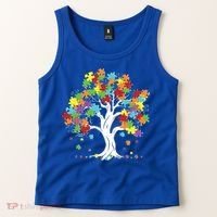 Autism Awareness Puzzle Piece Tree Tank Top thumb 2