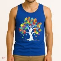 Autism Awareness Puzzle Piece Tree Tank Top thumb 3