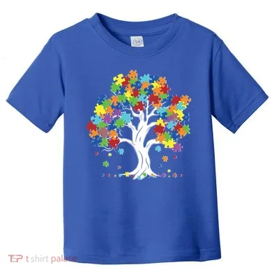 Autism Awareness Puzzle Piece Tree Toddler T-Shirt