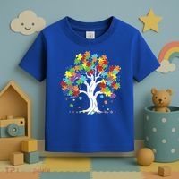 Autism Awareness Puzzle Piece Tree Toddler T-Shirt thumb 3