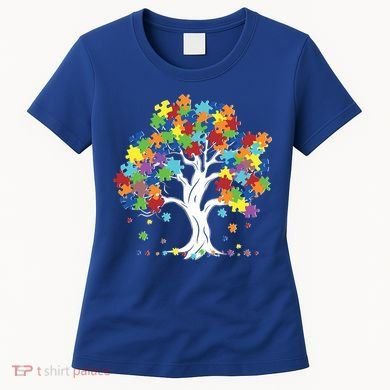 Autism Awareness Puzzle Piece Tree Women's T-Shirt