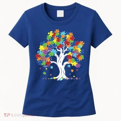 Autism Awareness Puzzle Piece Tree Women's T-Shirt