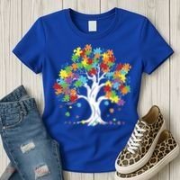 Autism Awareness Puzzle Piece Tree Women's T-Shirt thumb 3