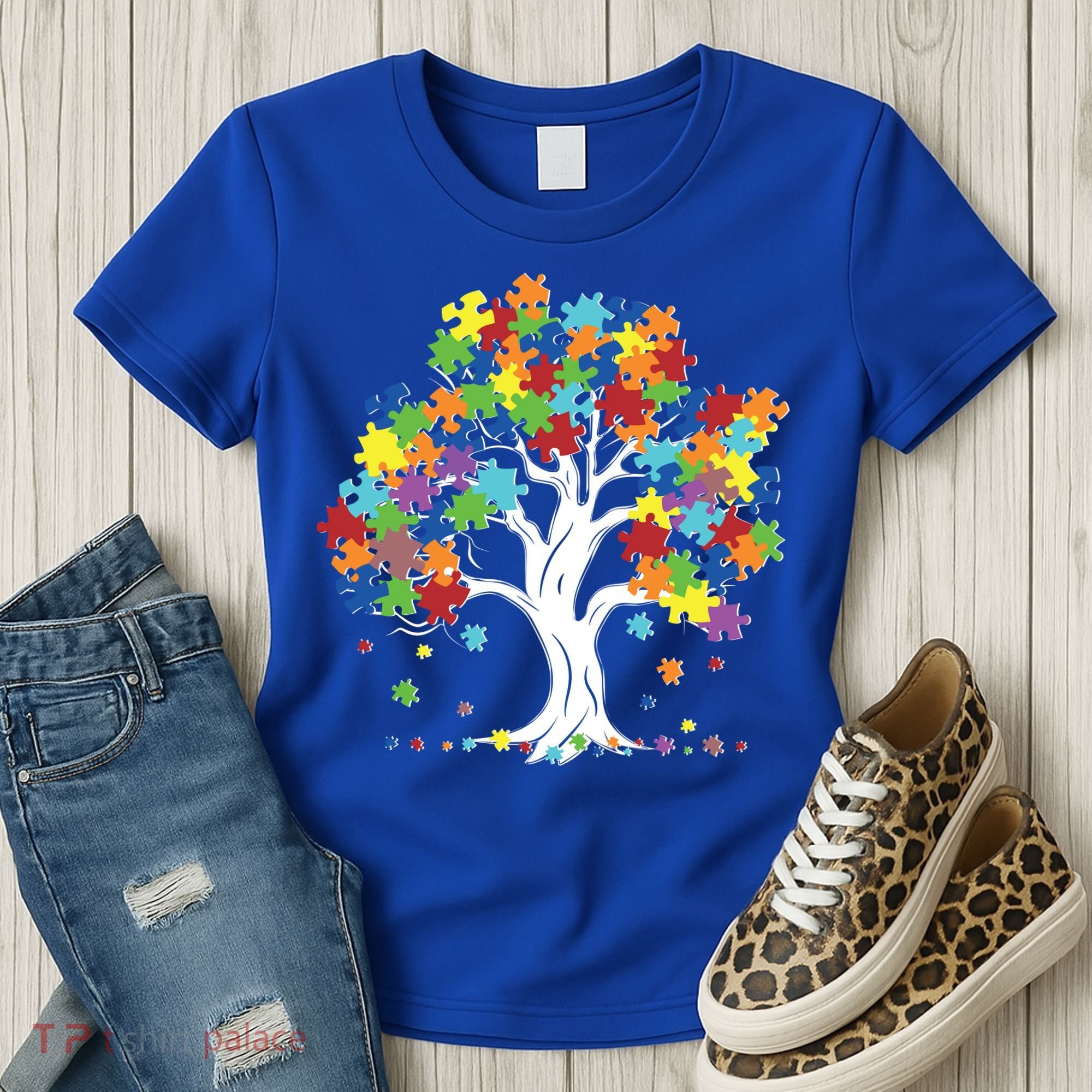 Autism Awareness Puzzle Piece Tree Women's T-Shirt