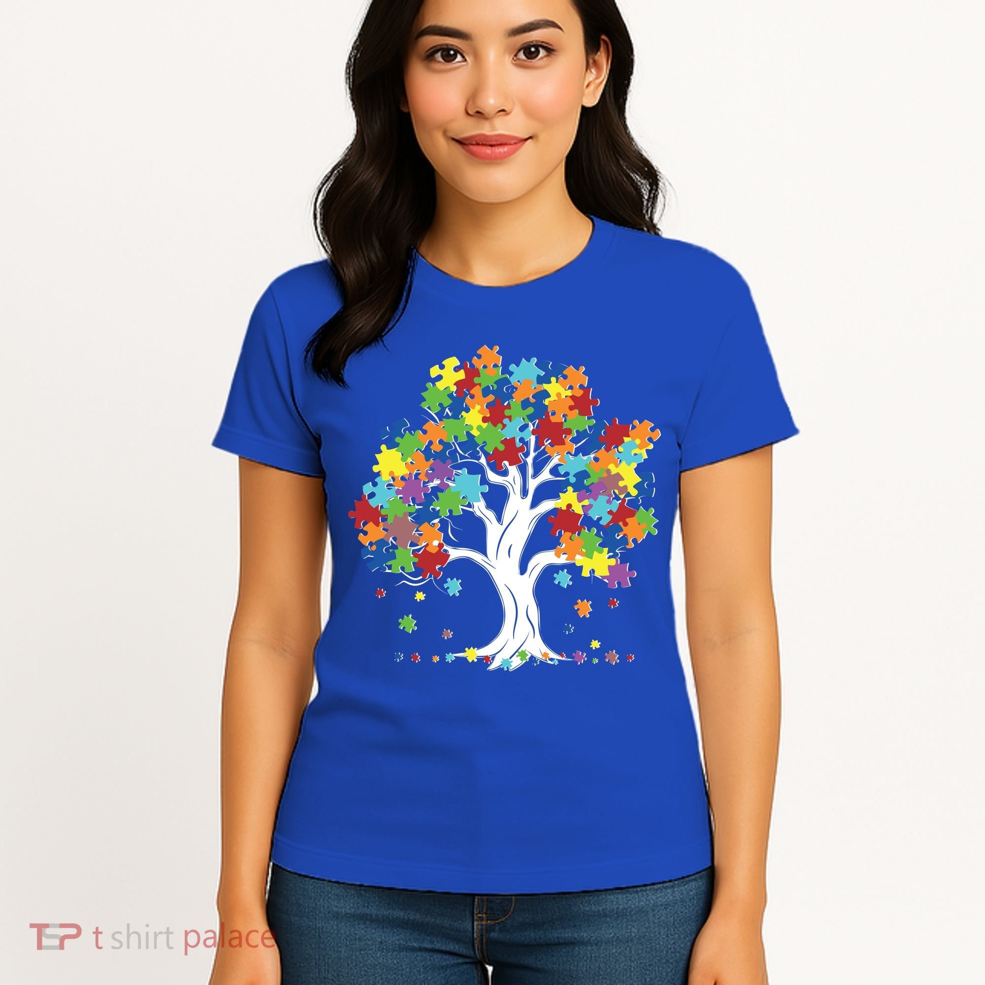 Autism Awareness Puzzle Piece Tree Women's T-Shirt