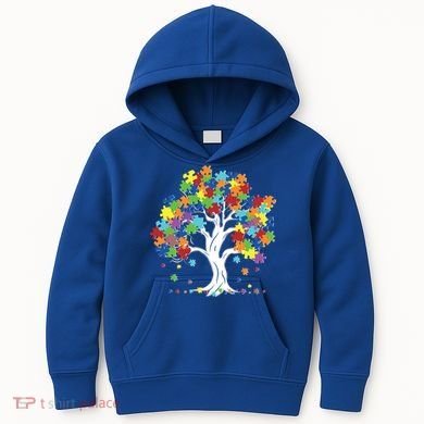 Autism Awareness Puzzle Piece Tree Kids Hoodie