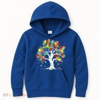 Autism Awareness Puzzle Piece Tree Kids Hoodie thumb 0