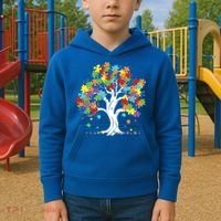 Autism Awareness Puzzle Piece Tree Kids Hoodie thumb 2