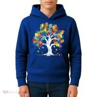Autism Awareness Puzzle Piece Tree Kids Hoodie thumb 4