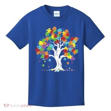 Autism Awareness Puzzle Piece Tree Kids T-Shirt