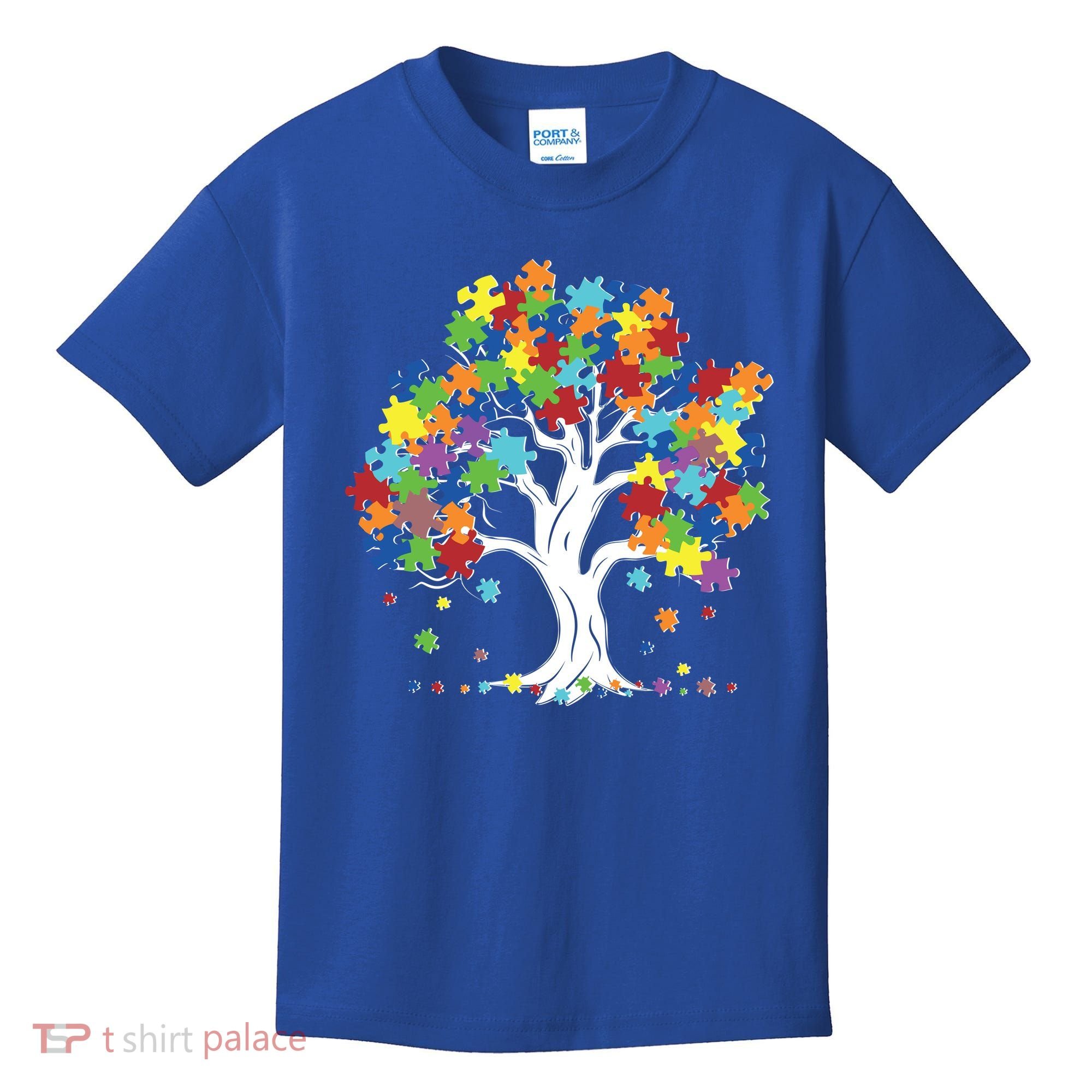 Autism Awareness Puzzle Piece Tree Kids T-Shirt