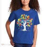 Autism Awareness Puzzle Piece Tree Kids T-Shirt thumb 2