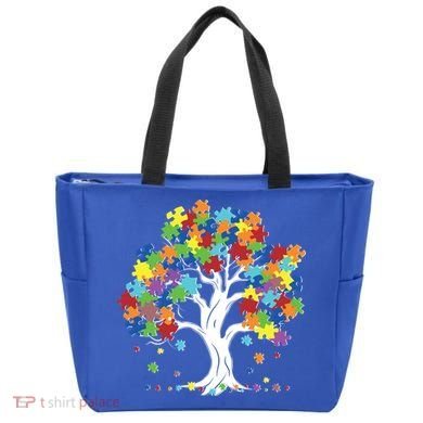 Autism Awareness Puzzle Piece Tree Tote Bag