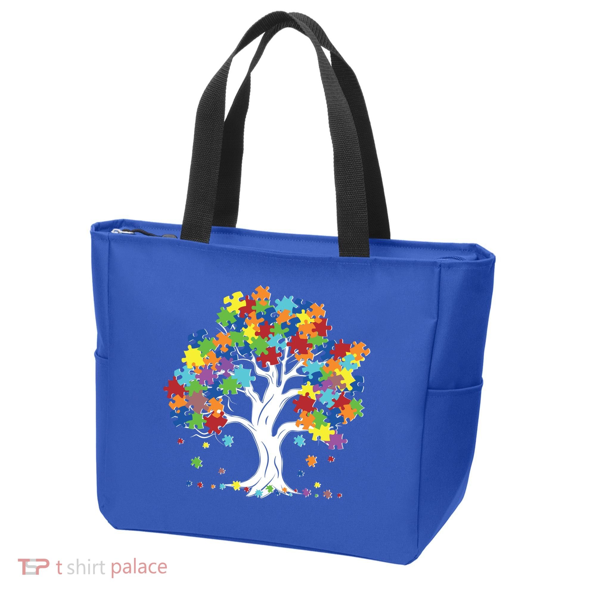 Autism Awareness Puzzle Piece Tree Tote Bag