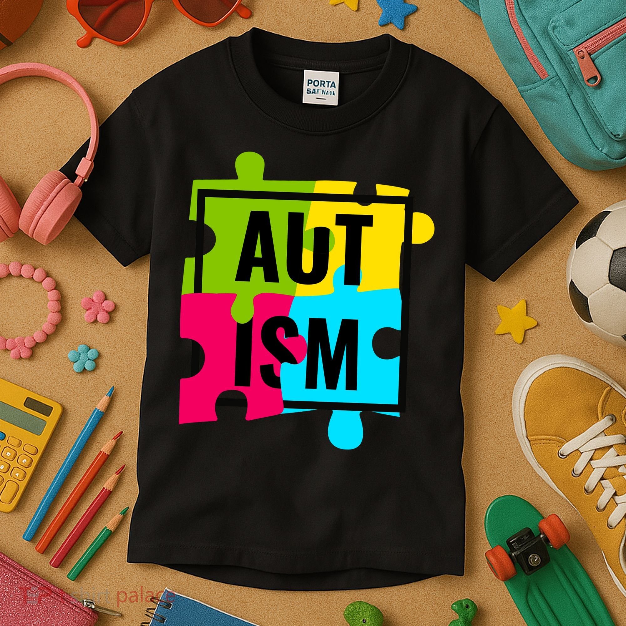 Autism Awareness Puzzle Pieces Kids T-Shirt