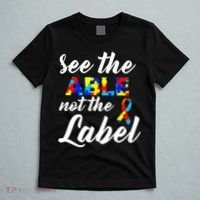 Autism Awareness Puzzle See The Able Not The Label T-Shirt thumb 5