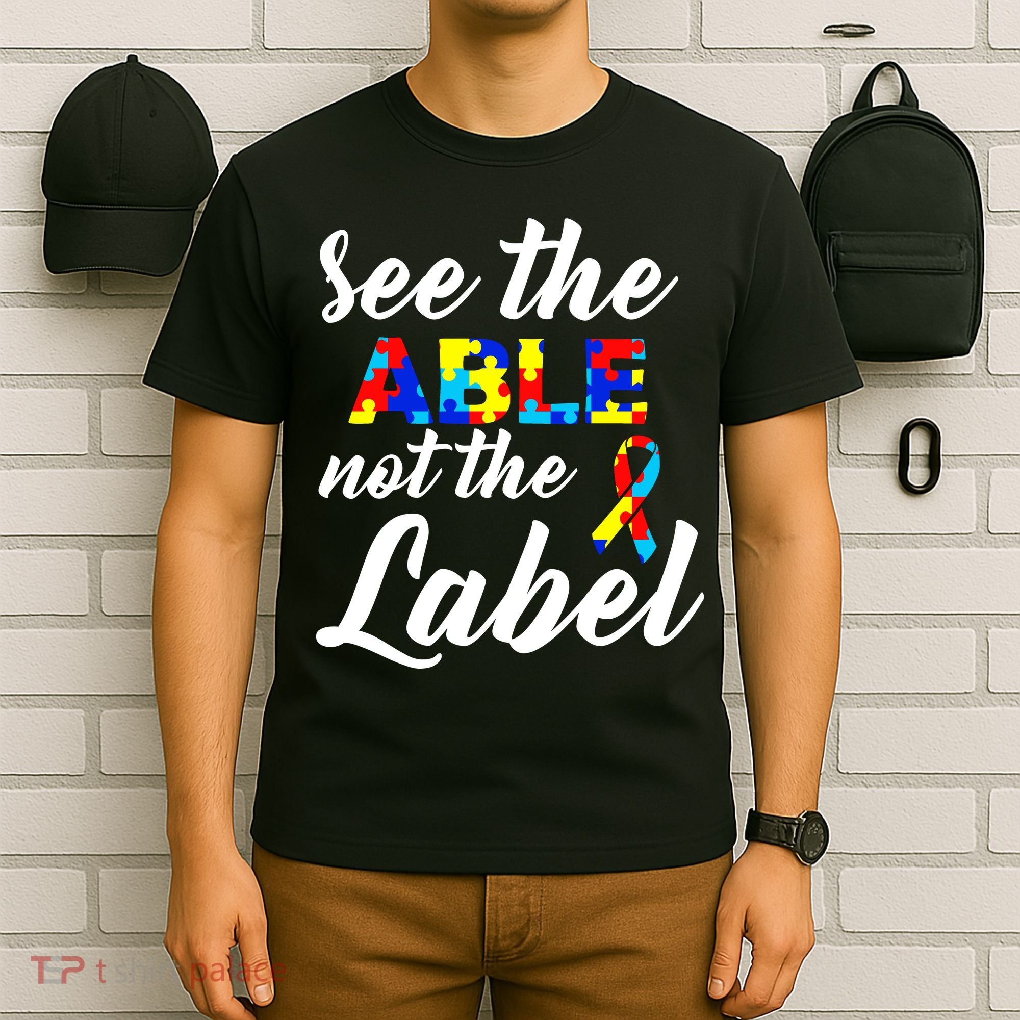 Autism Awareness Puzzle See The Able Not The Label T-Shirt
